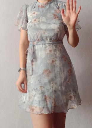 Нежное платье зефирка с красивой спинкой небесного цвета3 фото