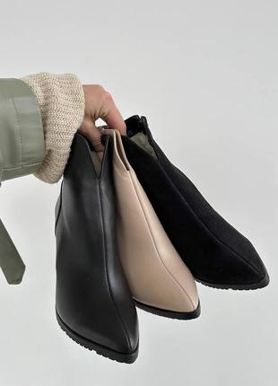 Натуральные кожаные и замшевые демисезонные и зимние ботильоны – ботинки на каблуке7 фото