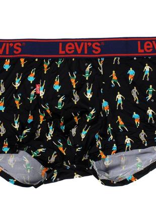 Мужские трусы levis, приятный гладкий материал, цвет черный с футболистами, разные размеры