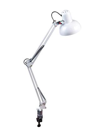 Офісна настільна лампа, світильник учнівський на струбціні sunlight білий 800в