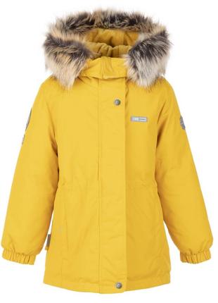 Зимняя куртка-парка lenne для девочки,жёлтая на рост 104
