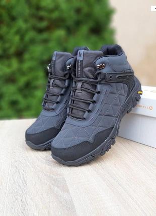 Зимние мужские кроссовки merrell tracking winter fur grey серого цвета с мехом