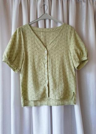 Легка літня блуза з натуральної тканини бавовна прошва розмір універсальний розмір не вказано напіво6 фото