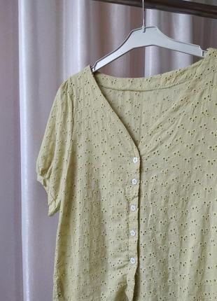 Легка літня блуза з натуральної тканини бавовна прошва розмір універсальний розмір не вказано напіво8 фото