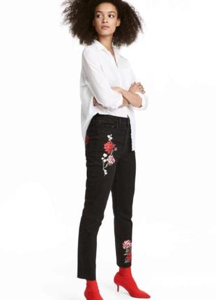 Джинсы с вышивкой, стрейчевые h&amp;m