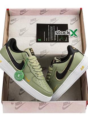 Мужские кроссовки оливковые nike air force 1 '07 lv8 olive gold black1 фото