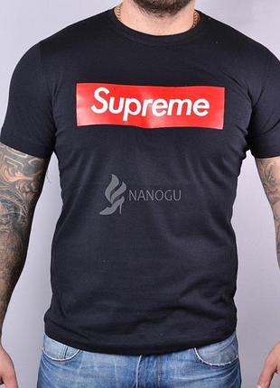 Футболка мужская supreme черная хлопковая