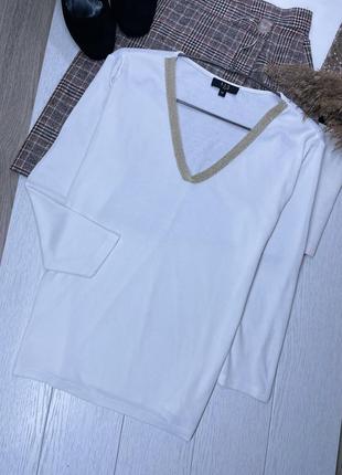 Белая трикотажная блуза m l блуза прямого кроя блуза с вырезом