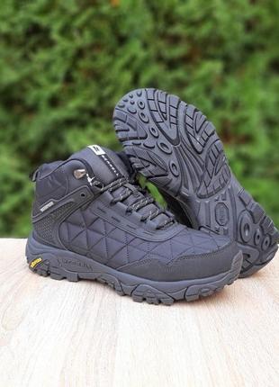 Зимние мужские кроссовки merrell tracking winter black white fur черного с белым цветов с мехом6 фото