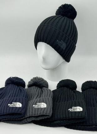 Шапка с бубоном the north face чорна