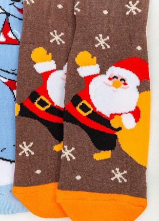 Комплект женских носков новогодних 3 пары, цвет темно-серый, белый, коричневый2 фото