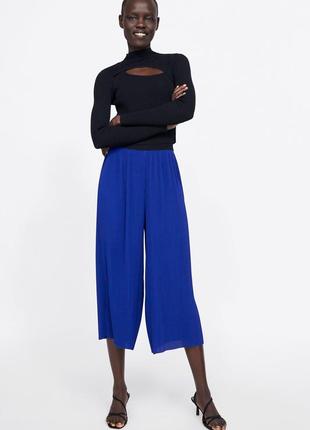 Гарні штани широкі кюлоти гофре сині с 8