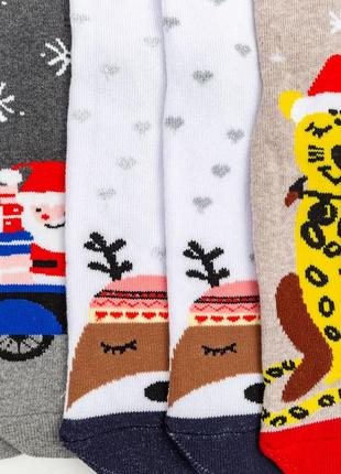 Комплект женских носков новогодних 3 пары, цвет бежевый, белый, серый4 фото