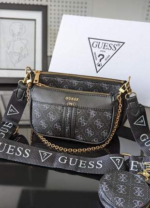 Сумка guess 1981 lux model 3 в 1 черный4 фото