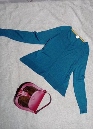 Кардиган жіночний, натуральна вовна меріно,меланж, колір морської хвилі бренд east2 фото