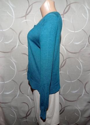 Кардиган жіночний, натуральна вовна меріно,меланж, колір морської хвилі бренд east5 фото