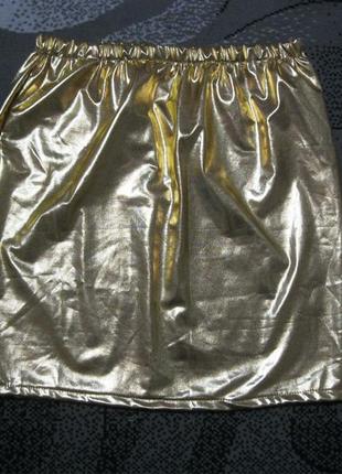 Золотая юбка коктельная и праздничная и повседневная л3 фото