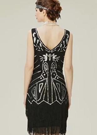 Чорна сукня плаття з бахромою паєтками в стилі гетсбі,20х