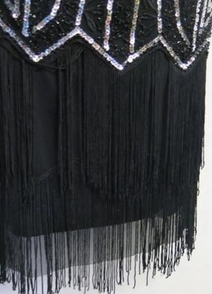 Чорна сукня плаття з бахромою паєтками в стилі гетсбі,20х