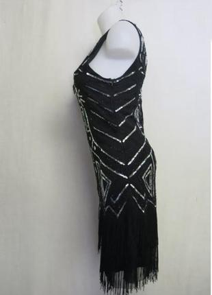 Чорна сукня плаття з бахромою паєтками в стилі гетсбі,20х