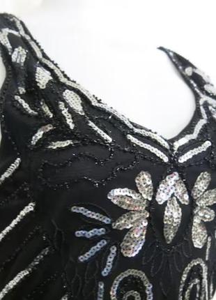 Чорна сукня плаття з бахромою паєтками в стилі гетсбі,20х
