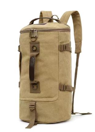 Рюкзак усиленный универсальный, дорожная прочная тканевая сумка через плечо, в стиле ретро, хаки