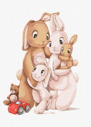 Картина по номерам идейка маленькая семья кроликов ©tanya_bonya 30х30 см kho6041 набор для росписи по цифрам