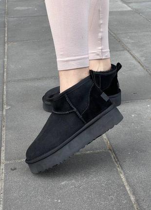 Ugg ultra mini platform black угги черные на высокой платформе