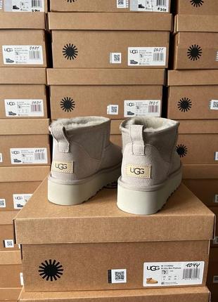 Ugg classic ultra mini platform light grey угги серые на высокой платформе5 фото