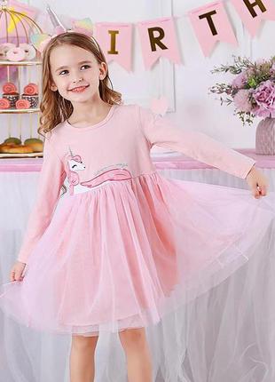 Детское праздничное нарядное платье единорог для девочки 355123 фото