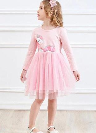 Детское праздничное нарядное платье единорог для девочки 355121 фото