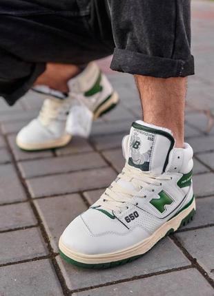 New balance 650 high white green fur хутро3 фото