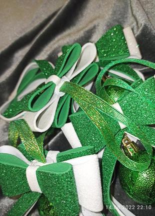 Новогодние зеленые игрушки на елочку с шариком4 фото