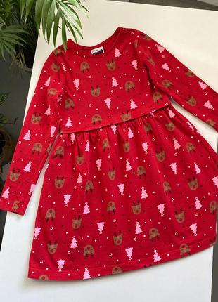 Різдвяна червона сукня george з принтом 4-5 5-6 святкова5 фото