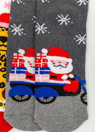 Комплект женских новогодних носков 3 пары, цвет молочный, белый,серый2 фото