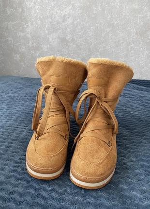 Зимові чоботи з екозашмі і хутром2 фото