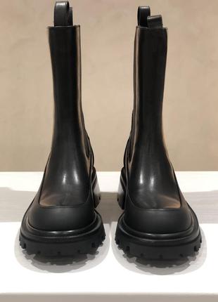 Ботинки челси женские зимние черные кожаные на цигейке 6307r-818-1 anemone 33013 фото