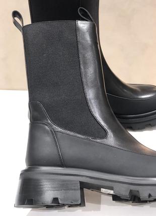 Ботинки челси женские зимние черные кожаные на цигейке 6307r-818-1 anemone 33017 фото