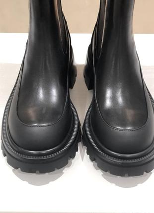 Ботинки челси женские зимние черные кожаные на цигейке 6307r-818-1 anemone 33015 фото