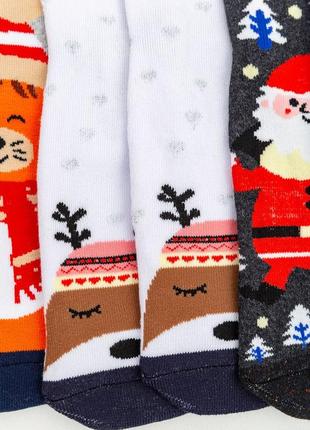 Комплект женских носков новогодних 3 пары, цвет светло-серый, темно-серый, белый5 фото