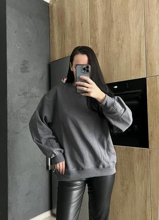 Серый свитшот худи кофта светер h&m hm xs s