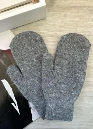 Ангоровые теплые рукавицы темно-серый (3529)