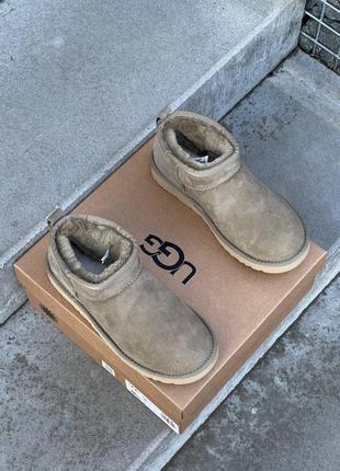 Ugg ultra mini khaki угги замшевые