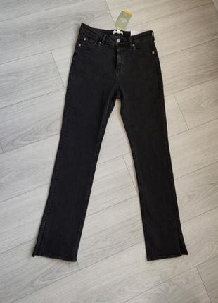 Темно-серые джинсы с высокой талией и разрезами снизу (м)1 фото