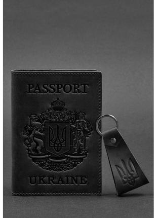 Подарунковий набір шкіряних аксесуарів з українською символікою чорний2 фото