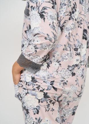 Піжама жіноча на ґудзиках зі штанами - віскоза - темні квіти8 фото