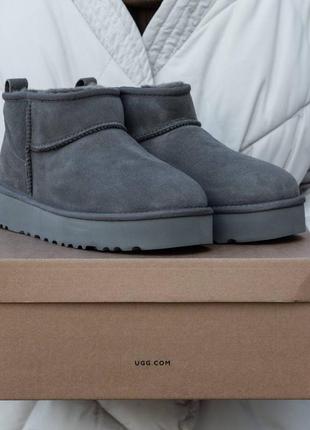 Угги ugg ultra mini mid platform grey suede