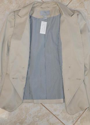 Брендовый бежевый коттоновый пиджак жакет блейзер с карманами h&m этикетка7 фото