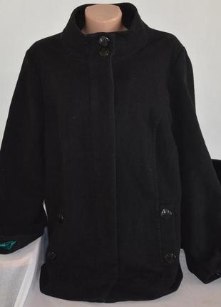 Брендовое черное демисезонное пальто полупальто с карманами e-vie вискоза большой размер1 фото