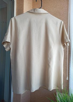 Гарна однотонна блуза з вмістом льону4 фото